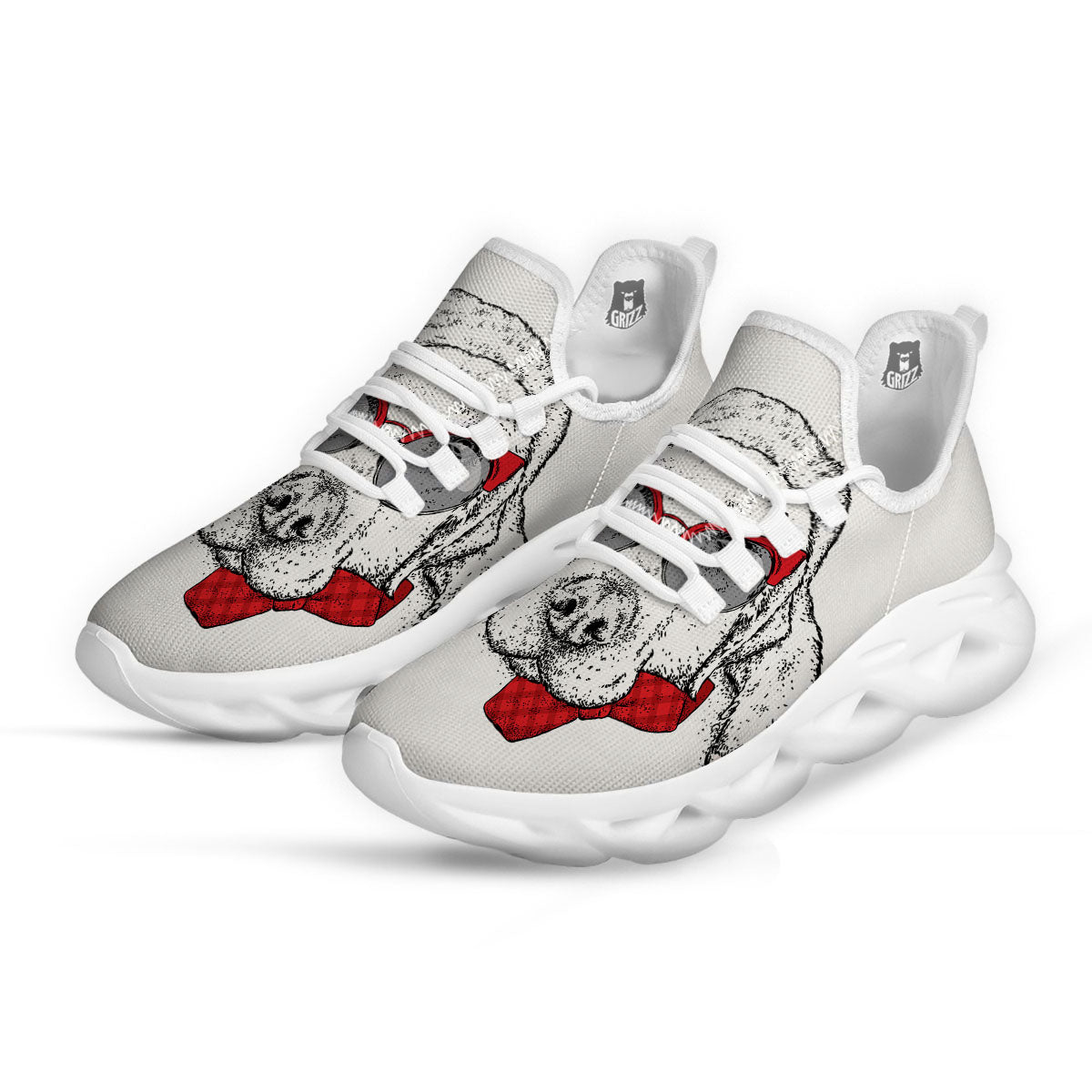 Labrador Retriever Hipster Print White Running Shoes-grizzshop