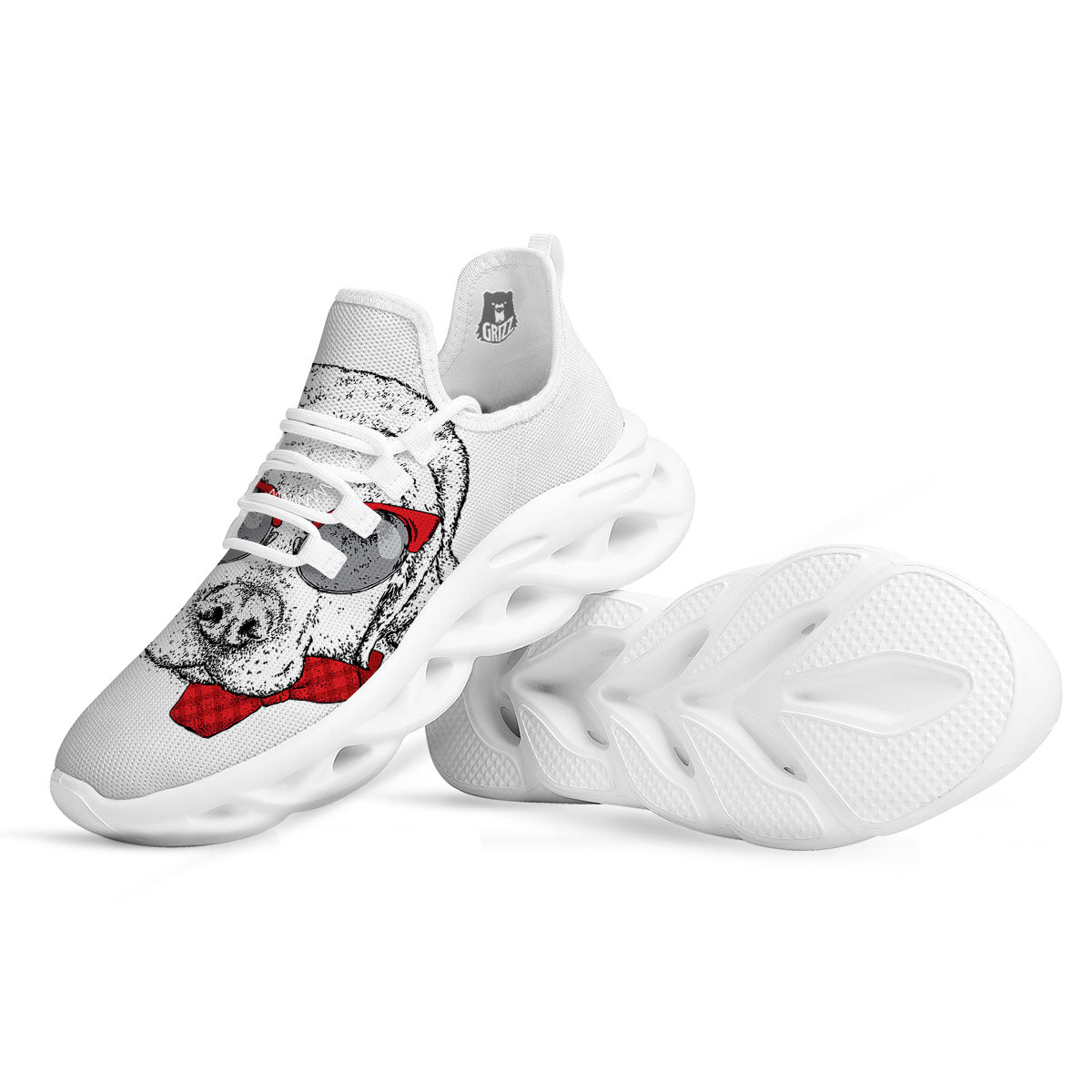 Labrador Retriever Hipster Print White Running Shoes-grizzshop