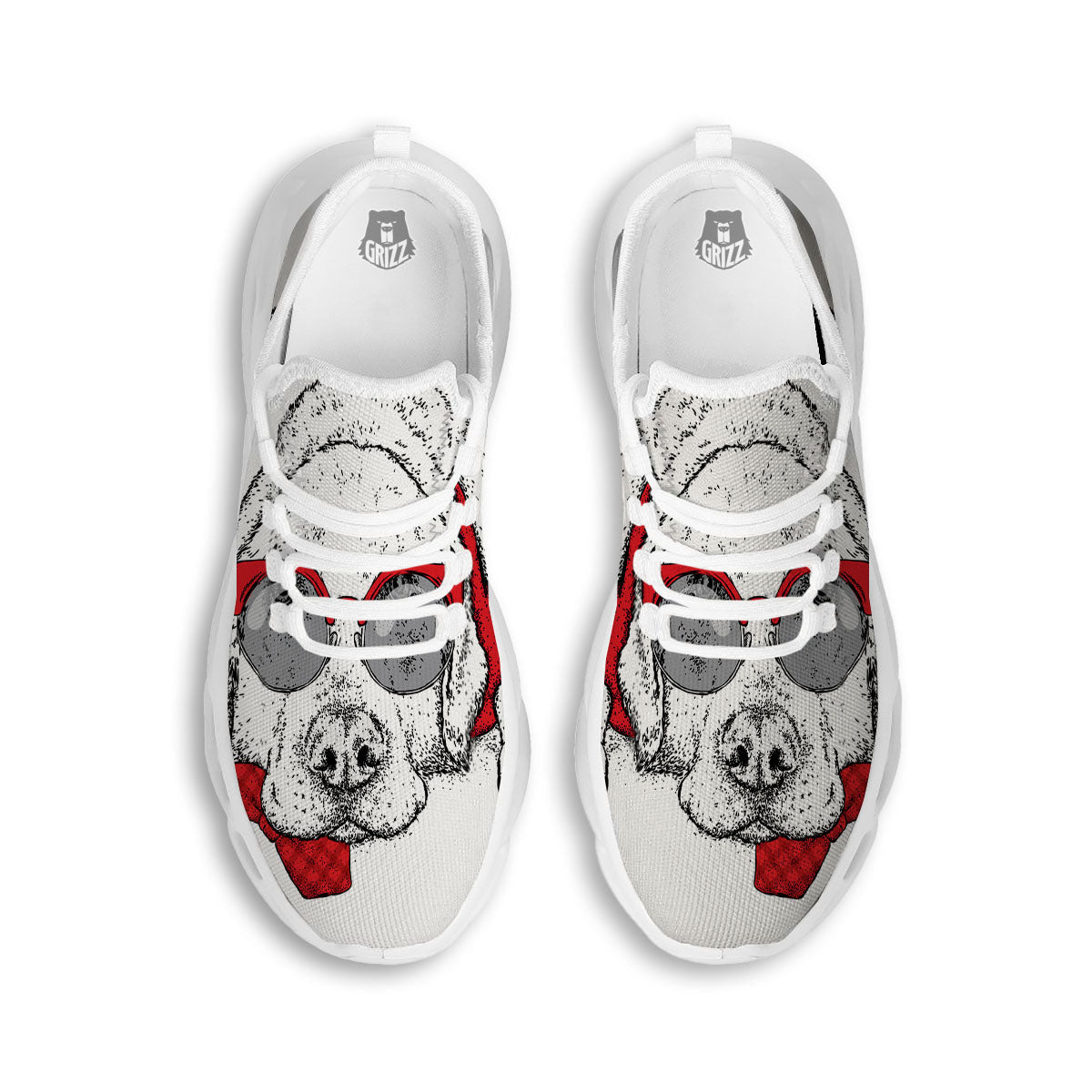 Labrador Retriever Hipster Print White Running Shoes-grizzshop