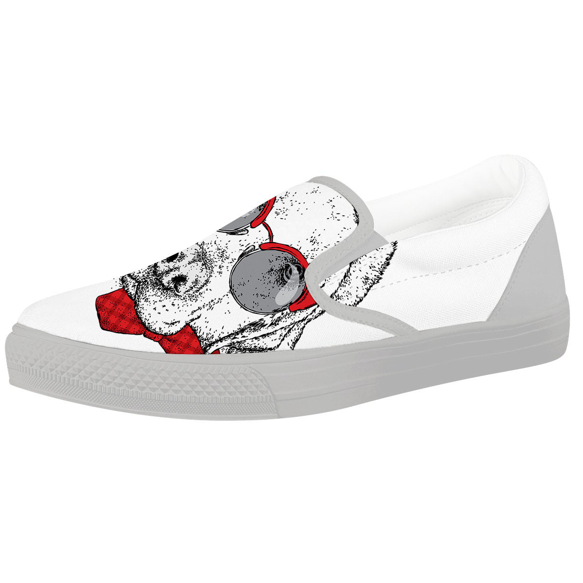 Labrador Retriever Hipster Print White Slip On Shoes-grizzshop