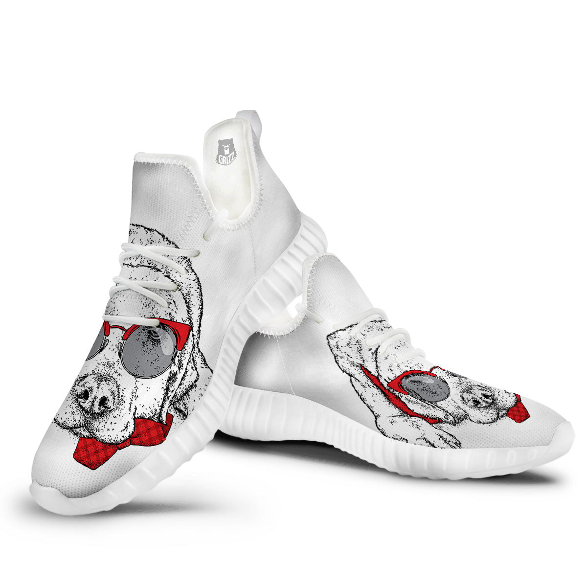 Labrador Retriever Hipster Print White Walking Shoes-grizzshop