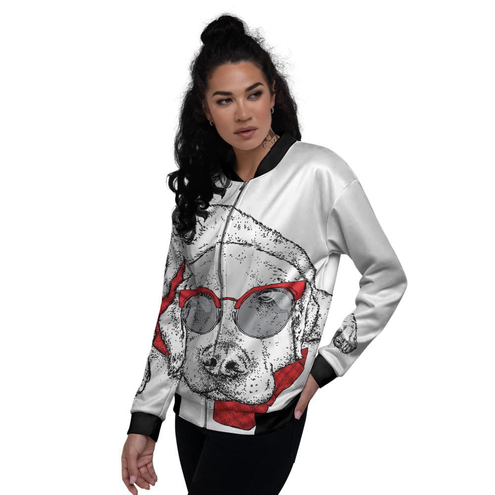 Labrador Retriever Hipster Print Women's Bomber Jacket-grizzshop