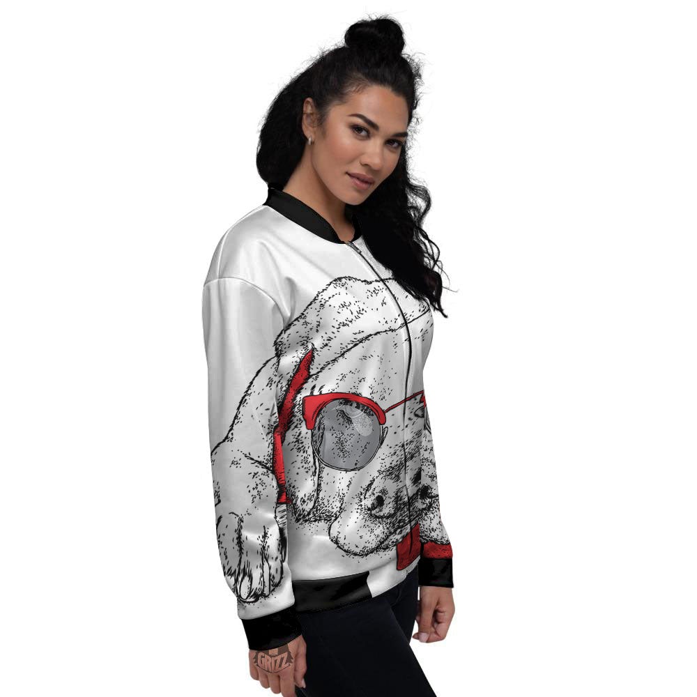 Labrador Retriever Hipster Print Women's Bomber Jacket-grizzshop