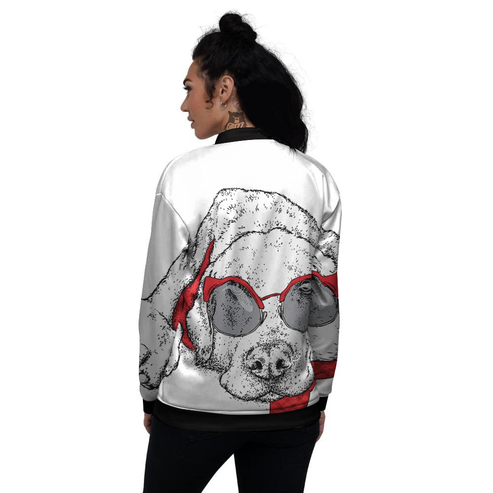 Labrador Retriever Hipster Print Women's Bomber Jacket-grizzshop