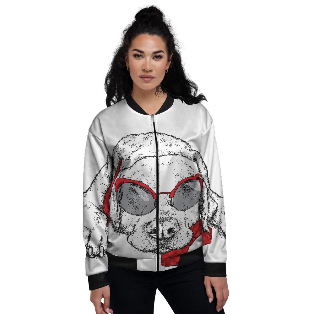 Labrador Retriever Hipster Print Women's Bomber Jacket-grizzshop