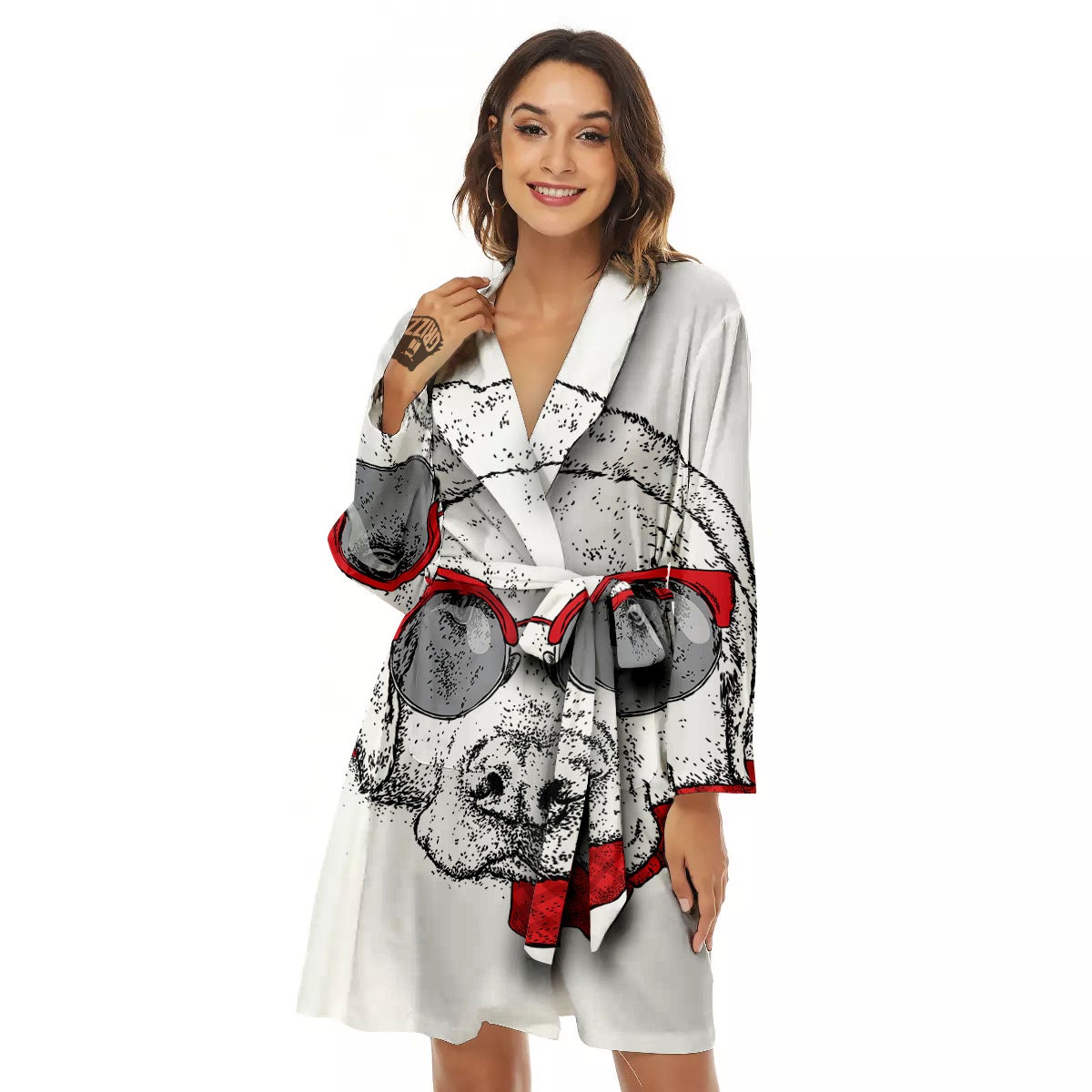 Labrador Retriever Hipster Print Women's Robe-grizzshop