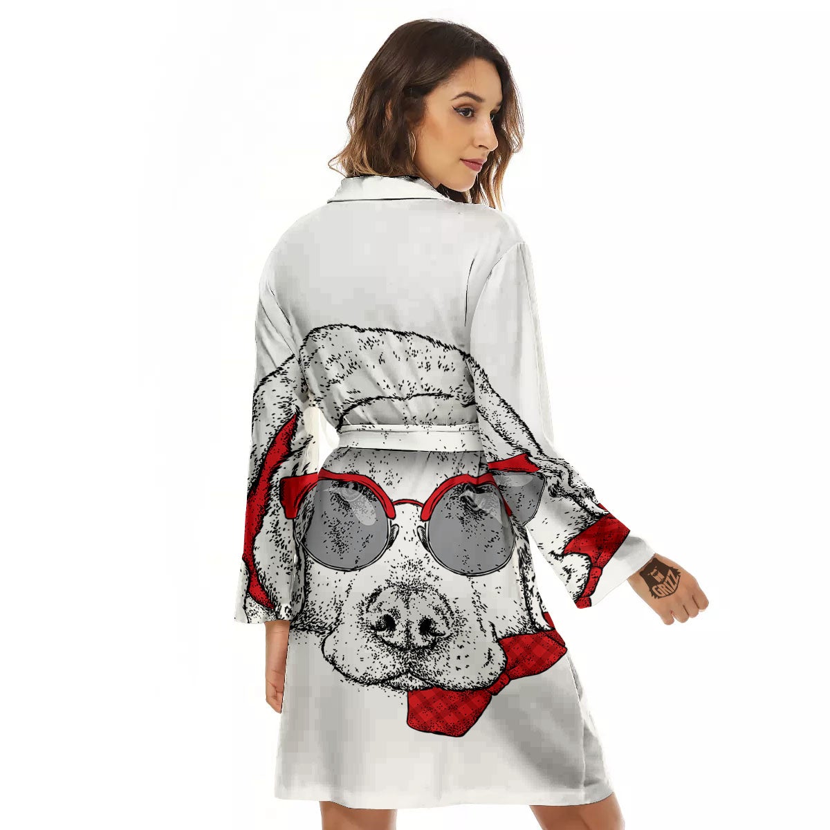Labrador Retriever Hipster Print Women's Robe-grizzshop