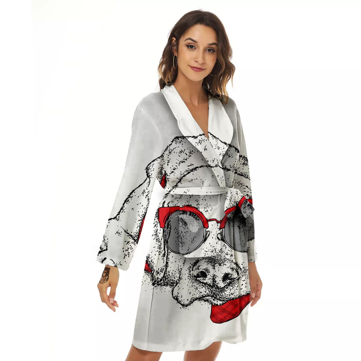 Labrador Retriever Hipster Print Women's Robe-grizzshop