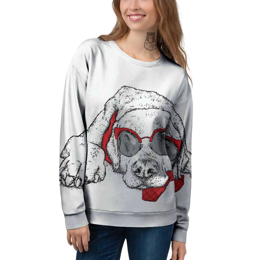 Labrador Retriever Hipster Print Women's Sweatshirt-grizzshop