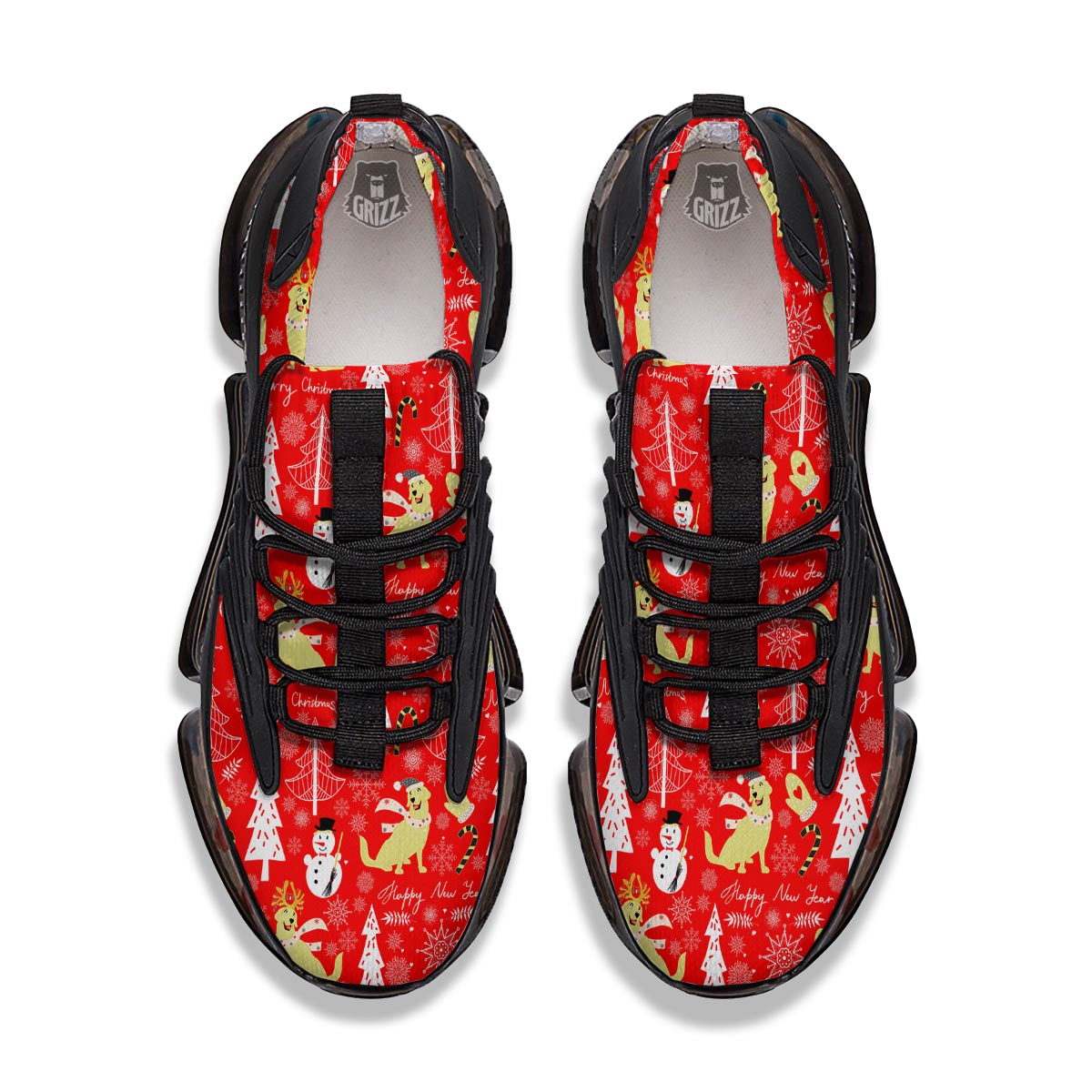 Labrador Retriever Snowman Print Pattern Black Gym Shoes-grizzshop