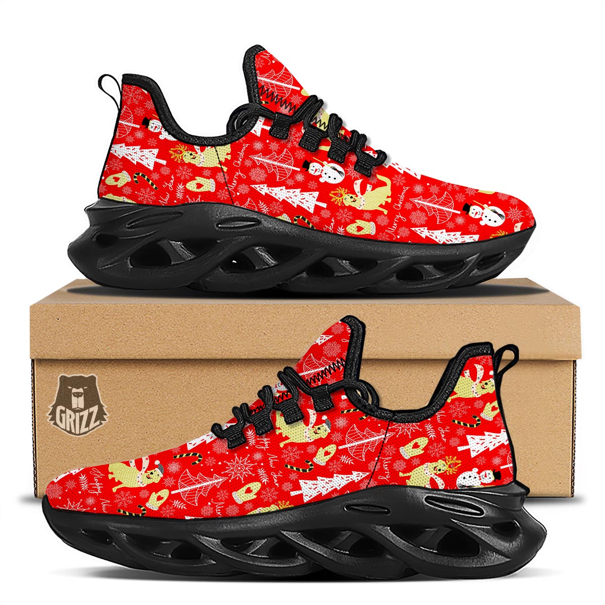 Labrador Retriever Snowman Print Pattern Black Running Shoes-grizzshop