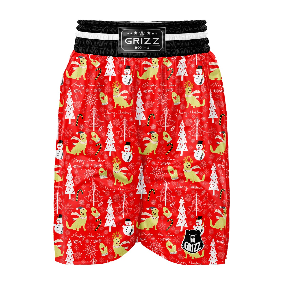 Labrador Retriever Snowman Print Pattern Boxing Shorts-grizzshop