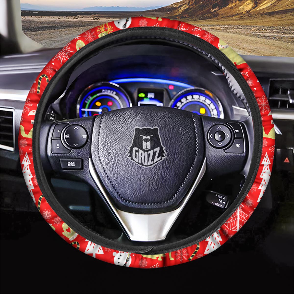 Labrador Retriever Snowman Print Pattern Car Steering Wheel Cover-grizzshop