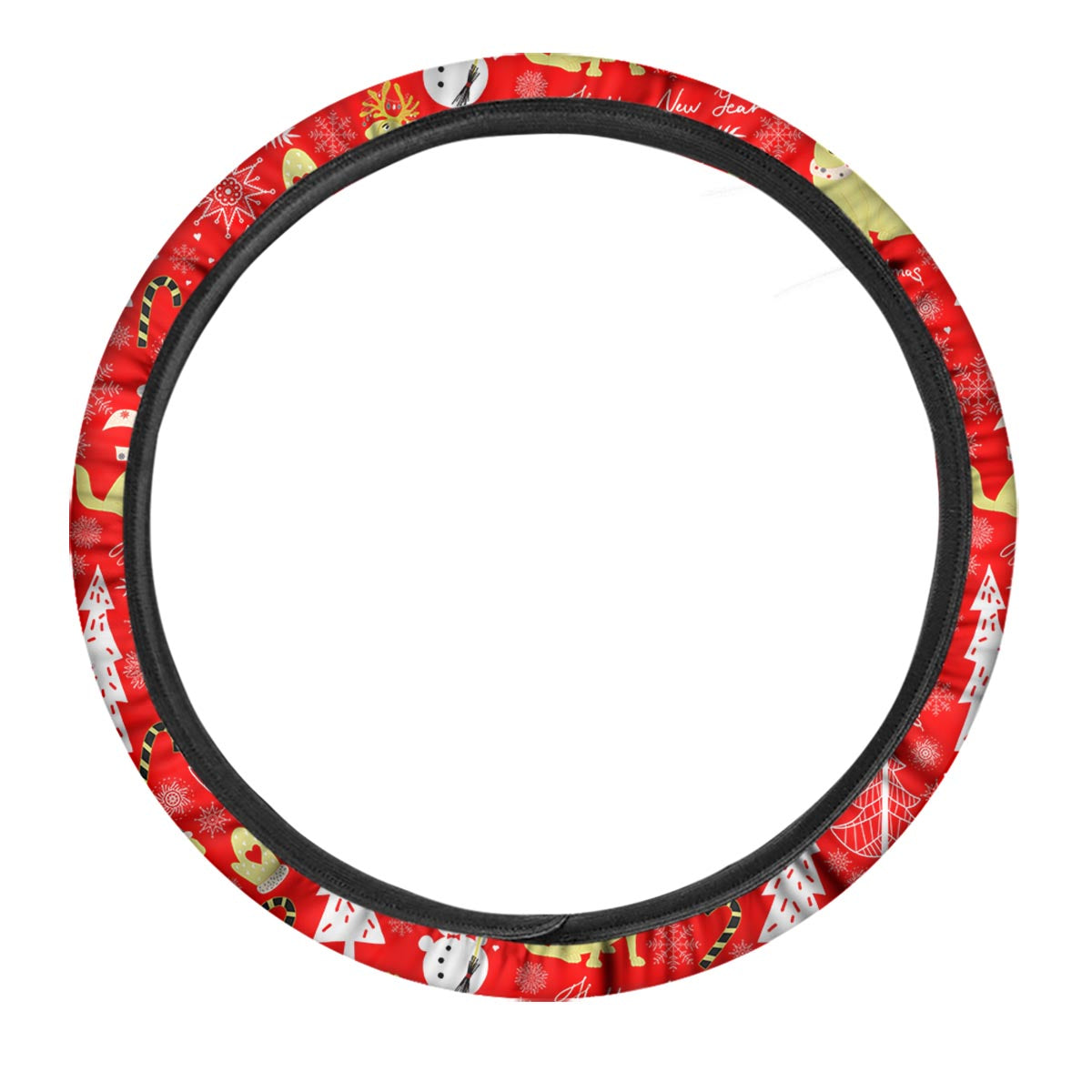 Labrador Retriever Snowman Print Pattern Car Steering Wheel Cover-grizzshop