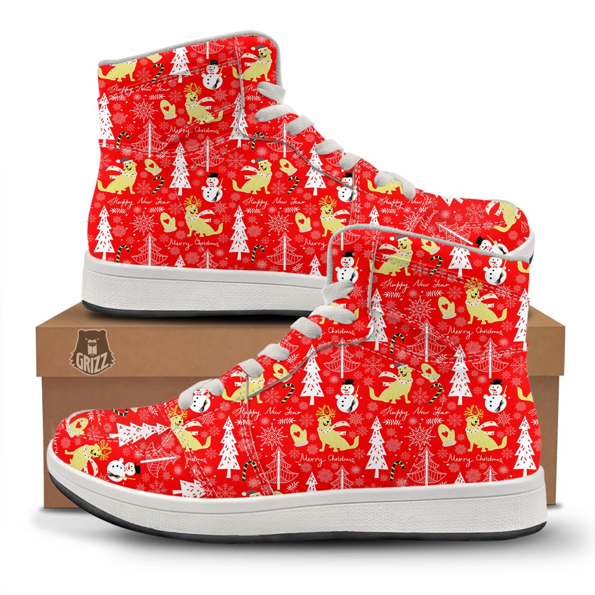 Labrador Retriever Snowman Print Pattern High Top Sneakers-grizzshop