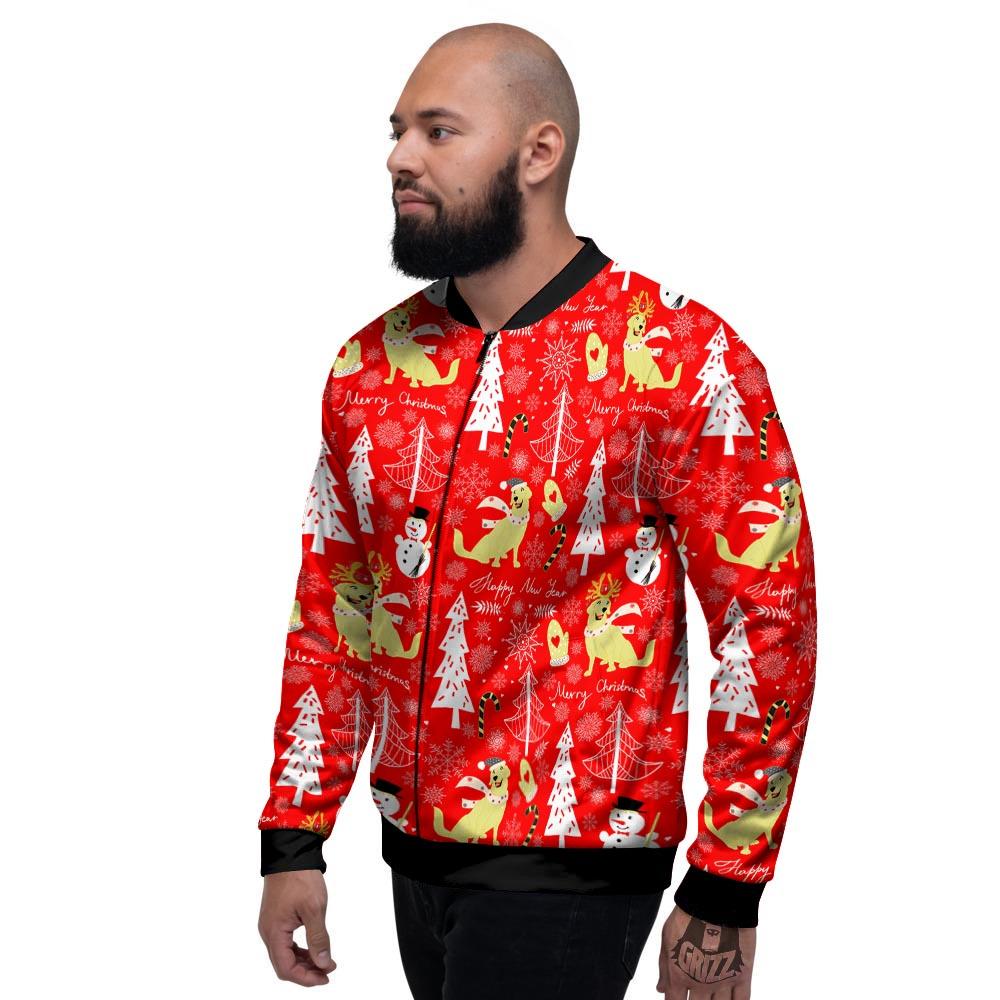 Labrador Retriever Snowman Print Pattern Men's Bomber Jacket-grizzshop