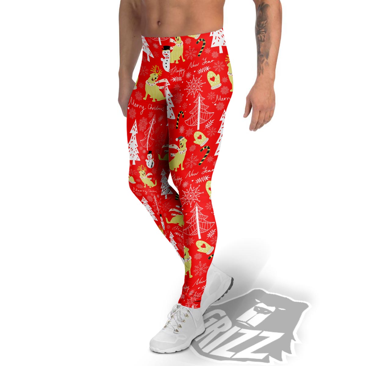 Labrador Retriever Snowman Print Pattern Men's Leggings-grizzshop