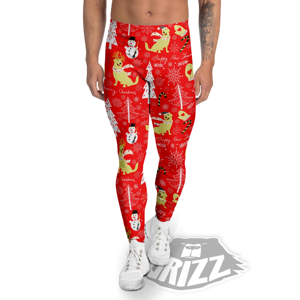 Labrador Retriever Snowman Print Pattern Men's Leggings-grizzshop