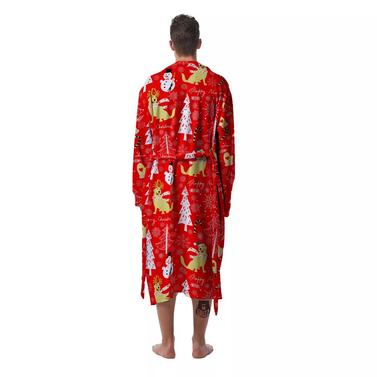 Labrador Retriever Snowman Print Pattern Men's Robe-grizzshop