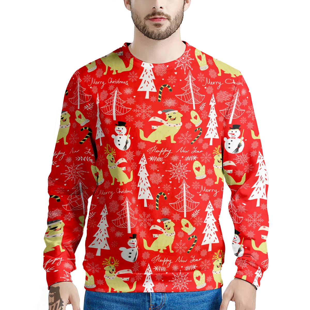Labrador Retriever Snowman Print Pattern Men's Sweatshirt-grizzshop
