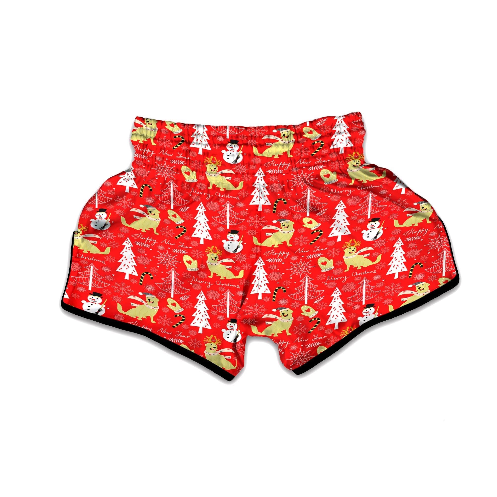 Labrador Retriever Snowman Print Pattern Muay Thai Boxing Shorts-grizzshop