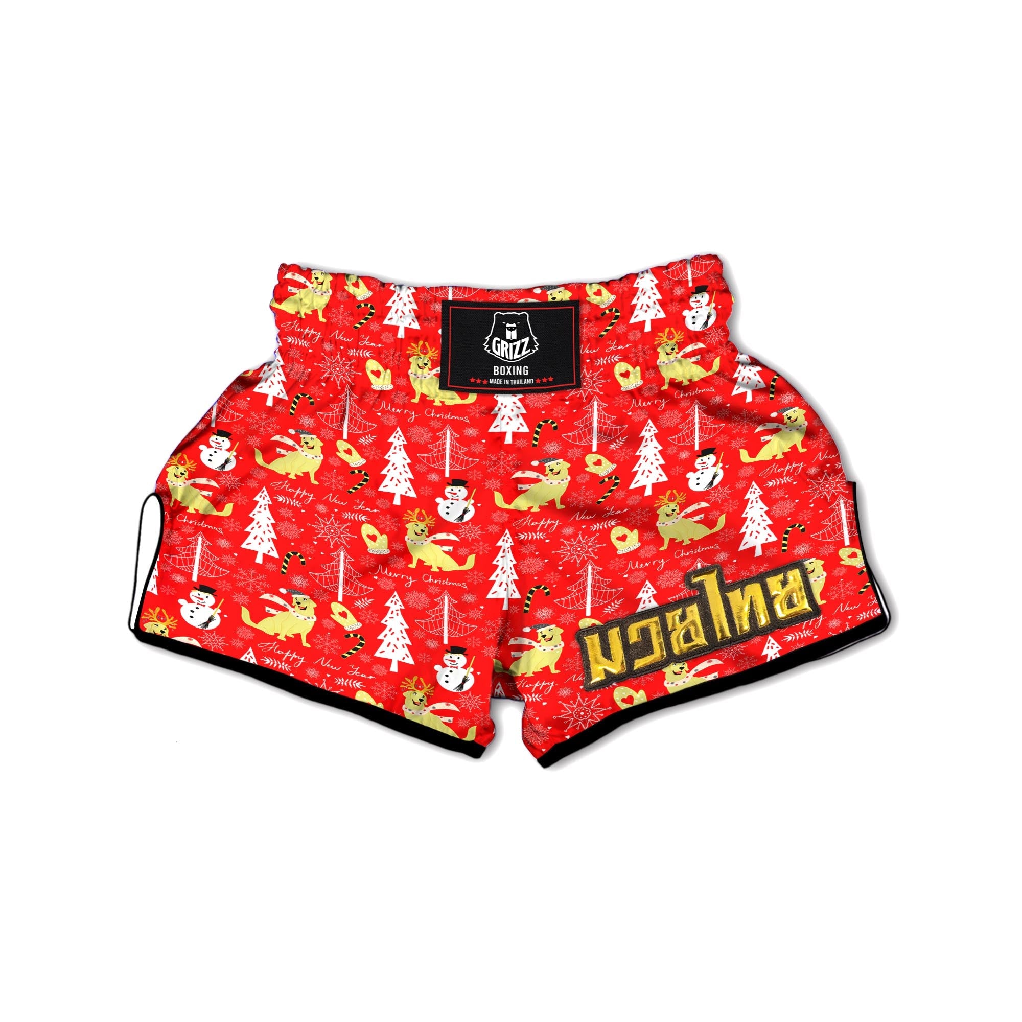 Labrador Retriever Snowman Print Pattern Muay Thai Boxing Shorts-grizzshop