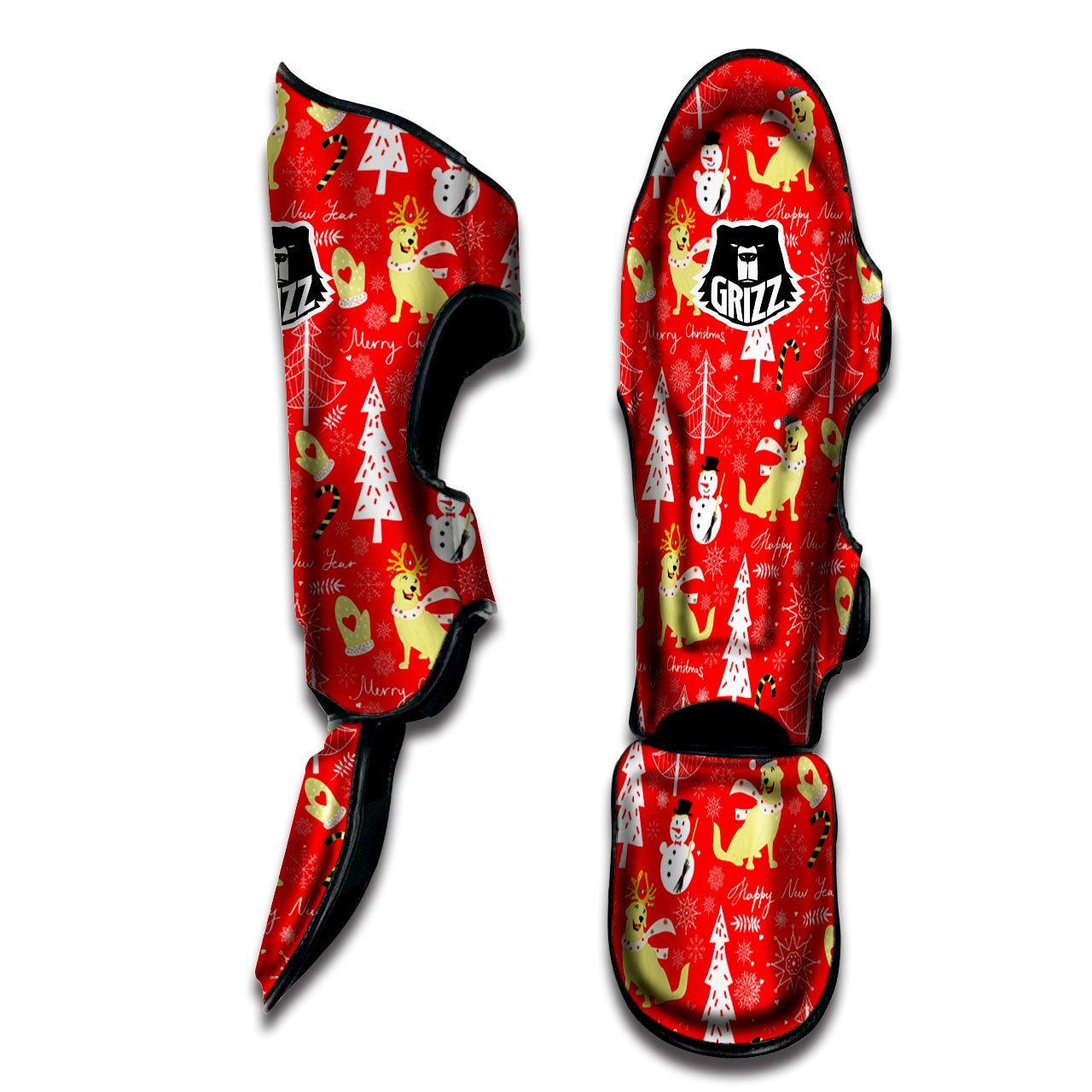 Labrador Retriever Snowman Print Pattern Muay Thai Shin Guards-grizzshop
