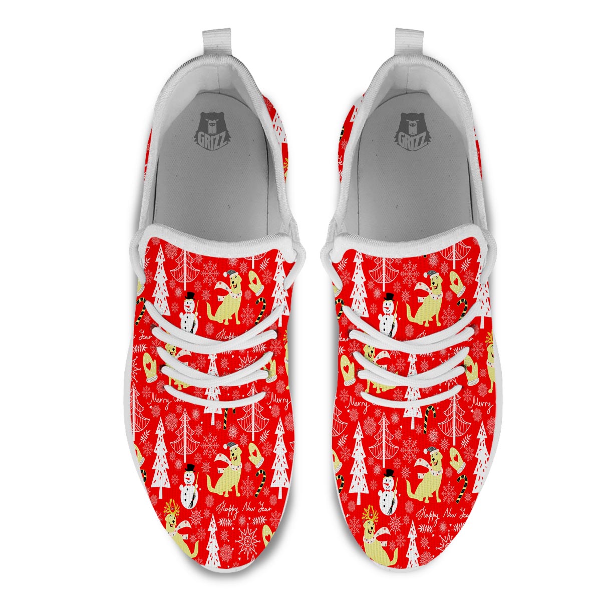 Labrador Retriever Snowman Print Pattern White Athletic Shoes-grizzshop