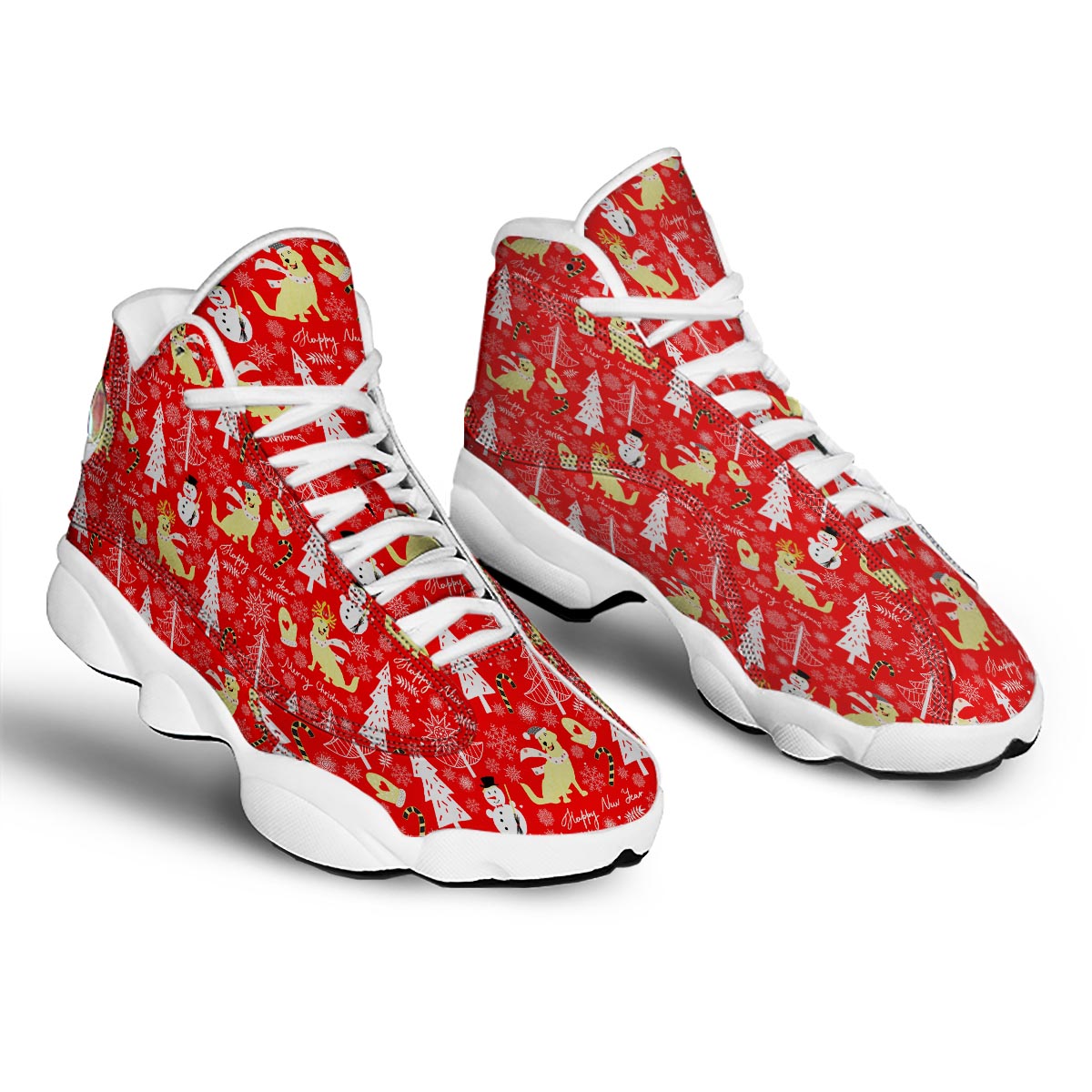 Labrador Retriever Snowman Print Pattern White Basketball Shoes-grizzshop