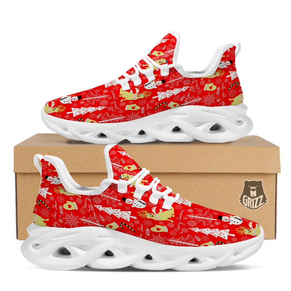 Labrador Retriever Snowman Print Pattern White Running Shoes-grizzshop
