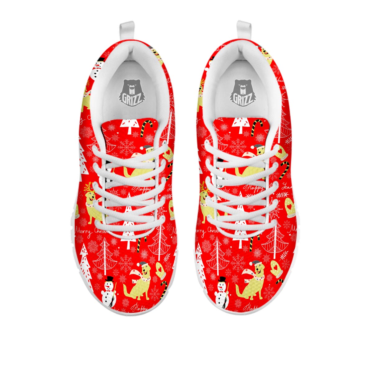 Labrador Retriever Snowman Print Pattern White Sneaker-grizzshop