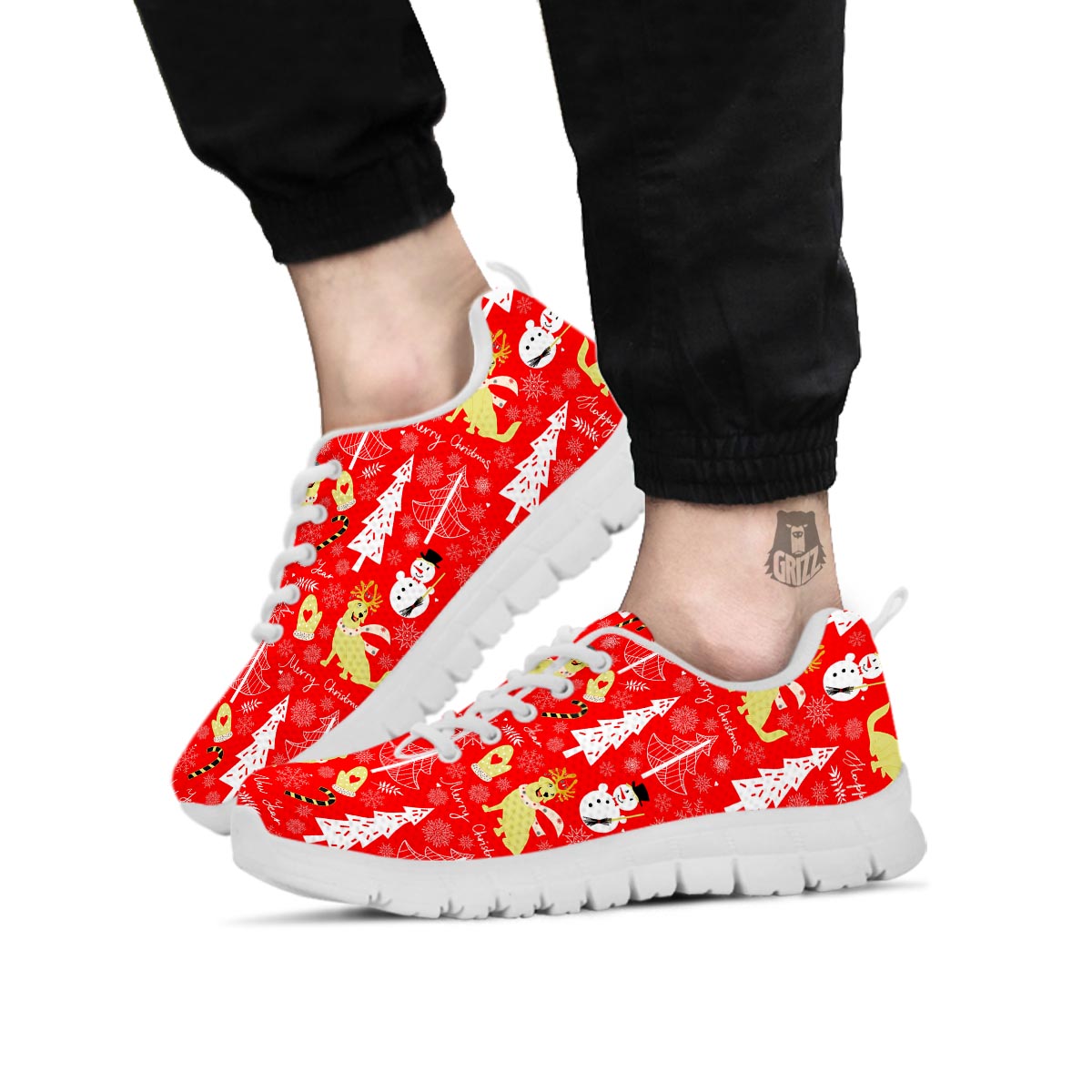 Labrador Retriever Snowman Print Pattern White Sneaker-grizzshop