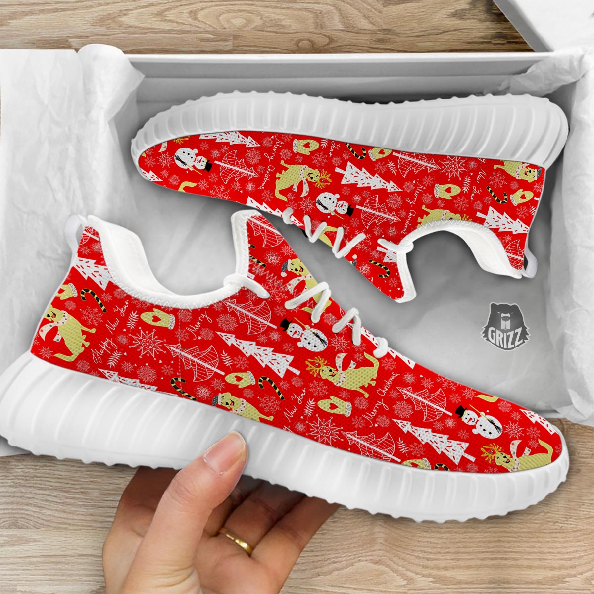 Labrador Retriever Snowman Print Pattern White Walking Shoes-grizzshop