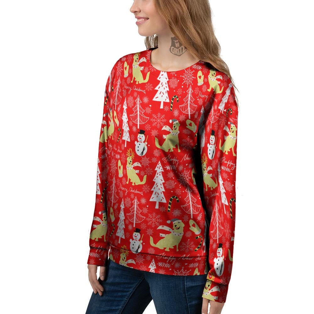 Labrador Retriever Snowman Print Pattern Women's Sweatshirt-grizzshop