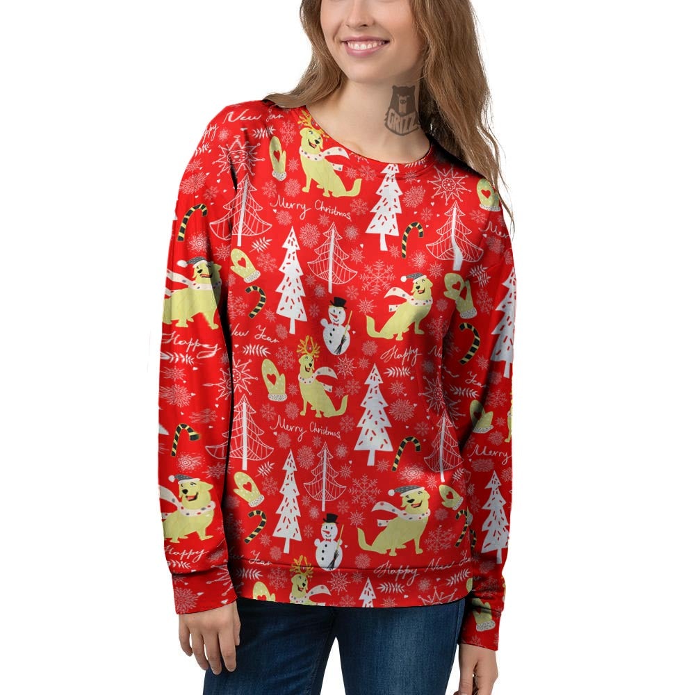 Labrador Retriever Snowman Print Pattern Women's Sweatshirt-grizzshop