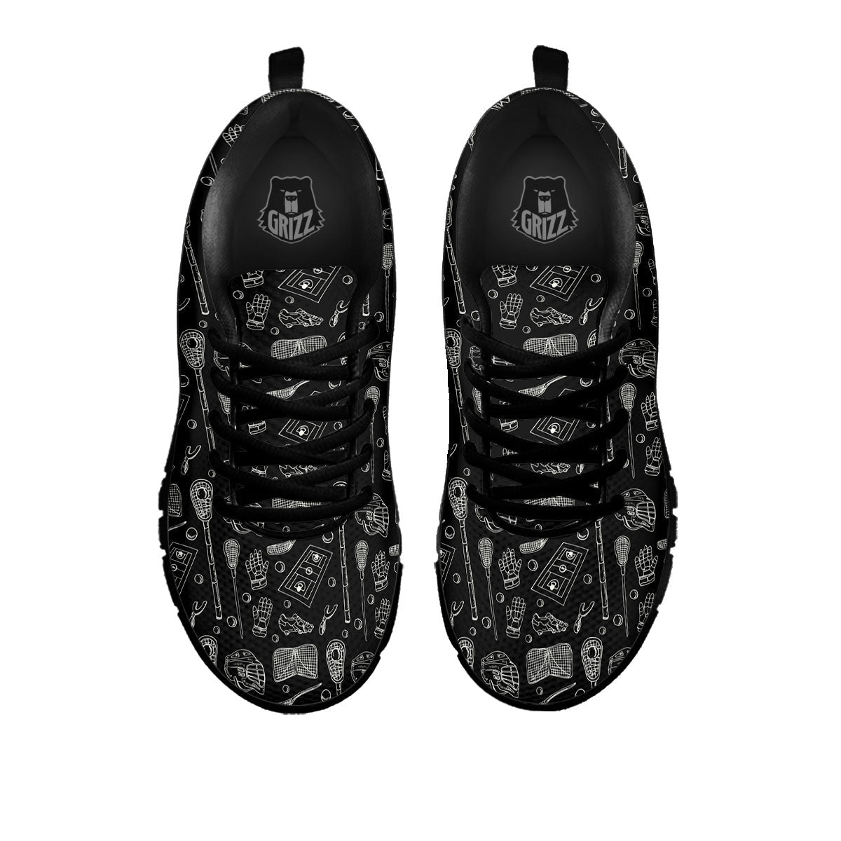 Lacrosse Doodle Print Pattern Black Sneaker-grizzshop