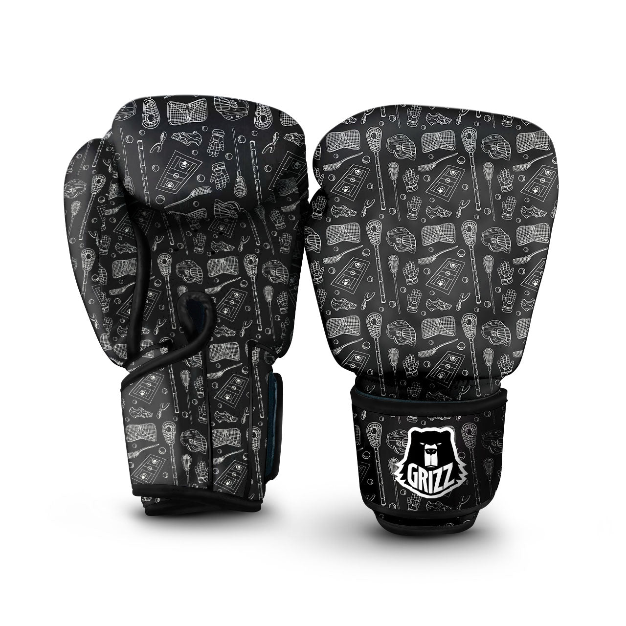 Lacrosse Doodle Print Pattern Boxing Gloves-grizzshop