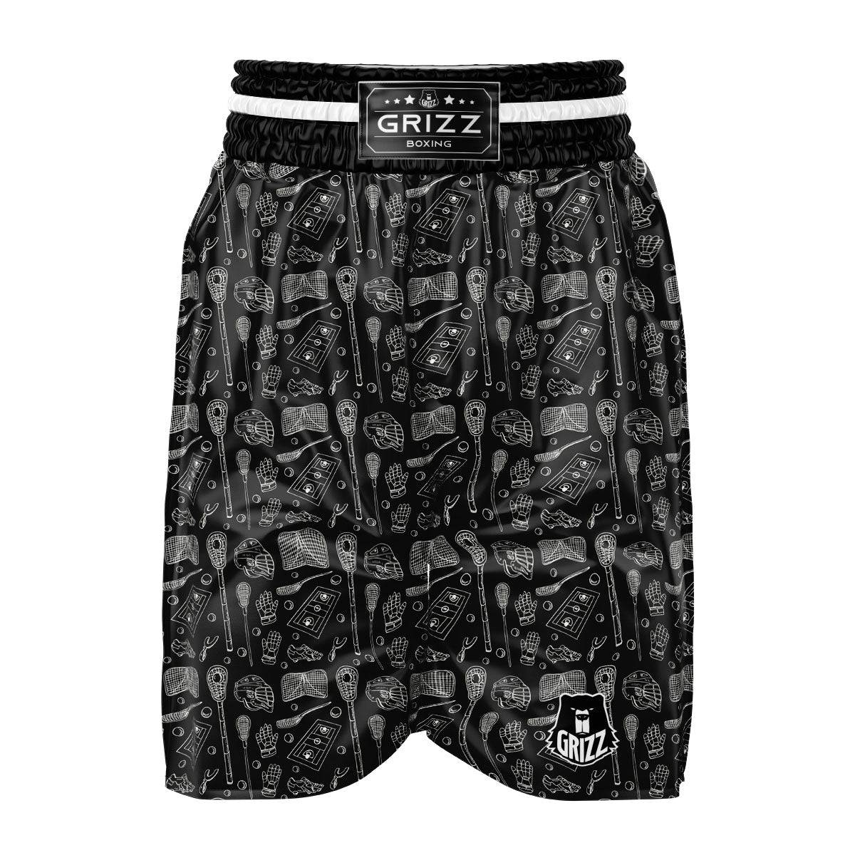 Lacrosse Doodle Print Pattern Boxing Shorts-grizzshop