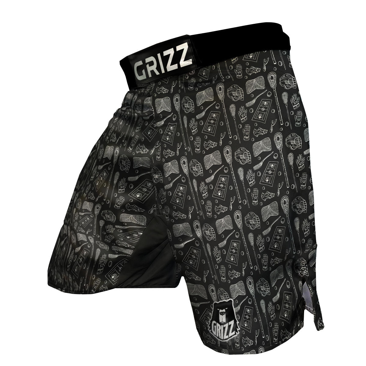 Lacrosse Doodle Print Pattern MMA Shorts-grizzshop