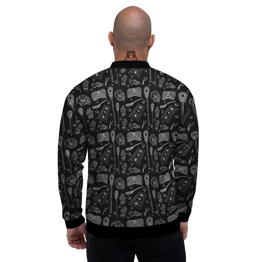 Lacrosse Doodle Print Pattern Men's Bomber Jacket-grizzshop