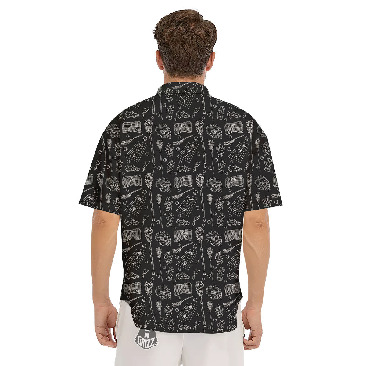 Lacrosse Doodle Print Pattern Men's Short Sleeve Shirts-grizzshop