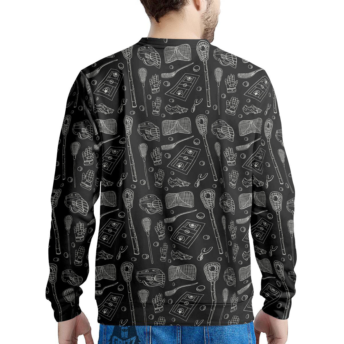 Lacrosse Doodle Print Pattern Men's Sweatshirt-grizzshop