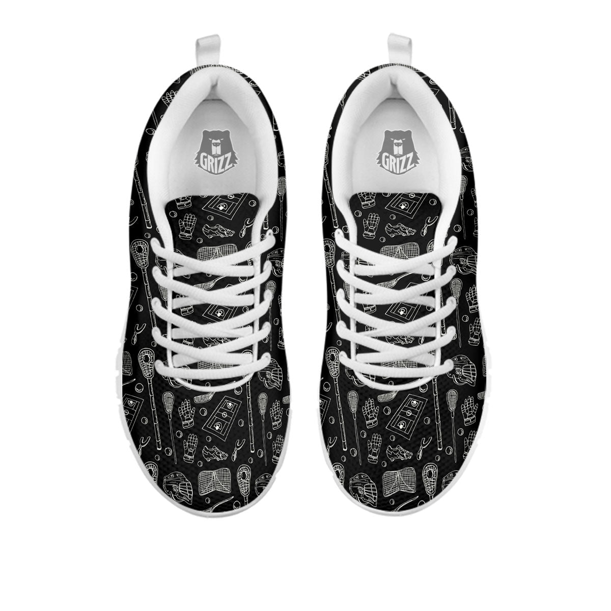 Lacrosse Doodle Print Pattern White Sneaker-grizzshop