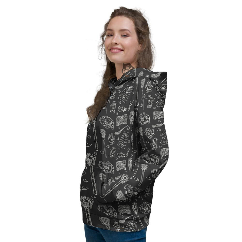 Lacrosse Doodle Print Pattern Women's Hoodie-grizzshop