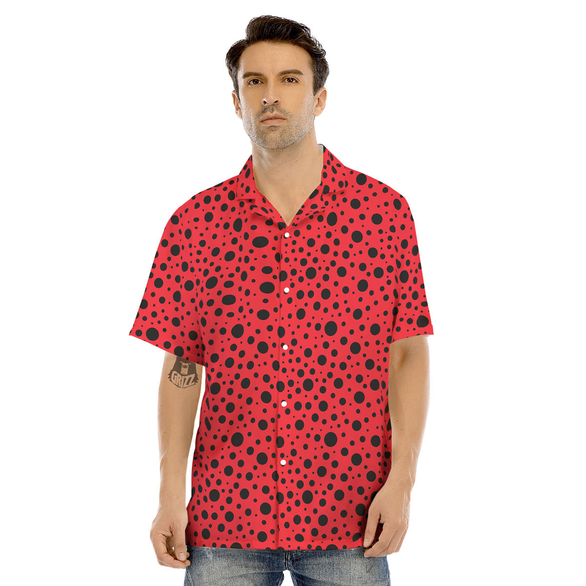 Ladybird Black Spots Print Pattern Men's Hawaiian Shirt-grizzshop