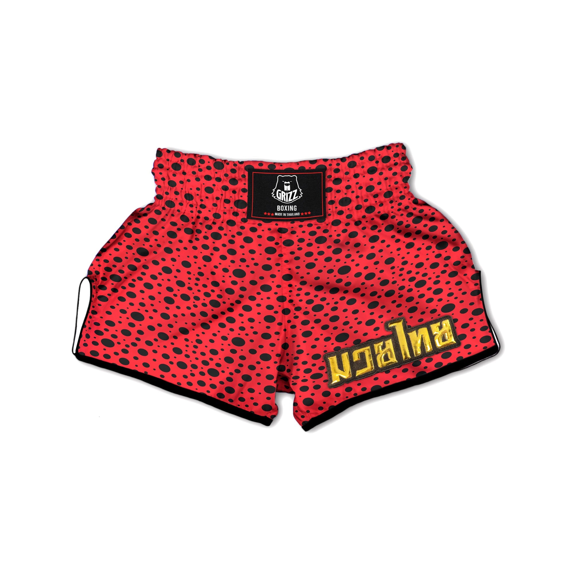 Ladybird Black Spots Print Pattern Muay Thai Boxing Shorts-grizzshop