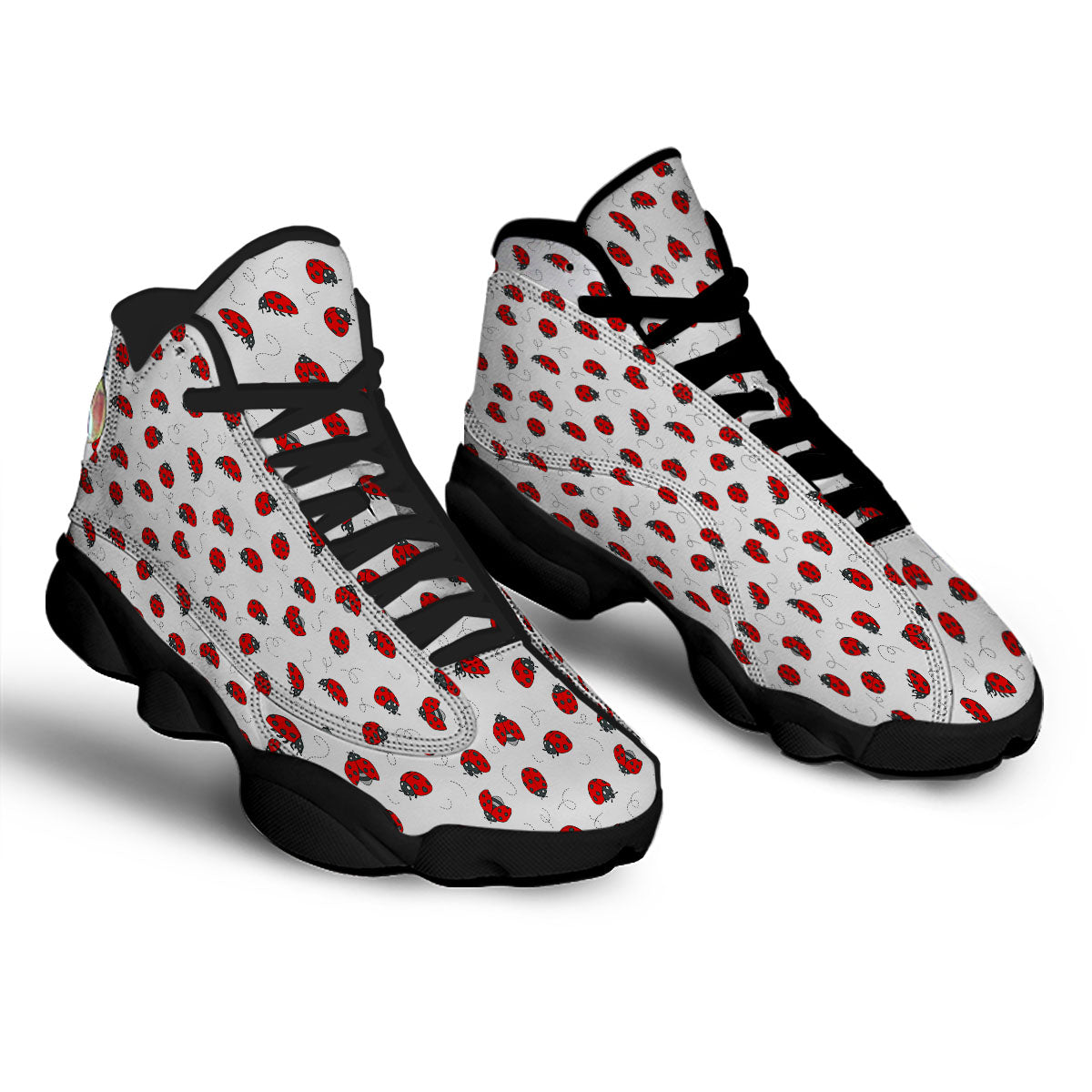 Ladybird Cartoon Print Pattern Black Basketball Shoes-grizzshop