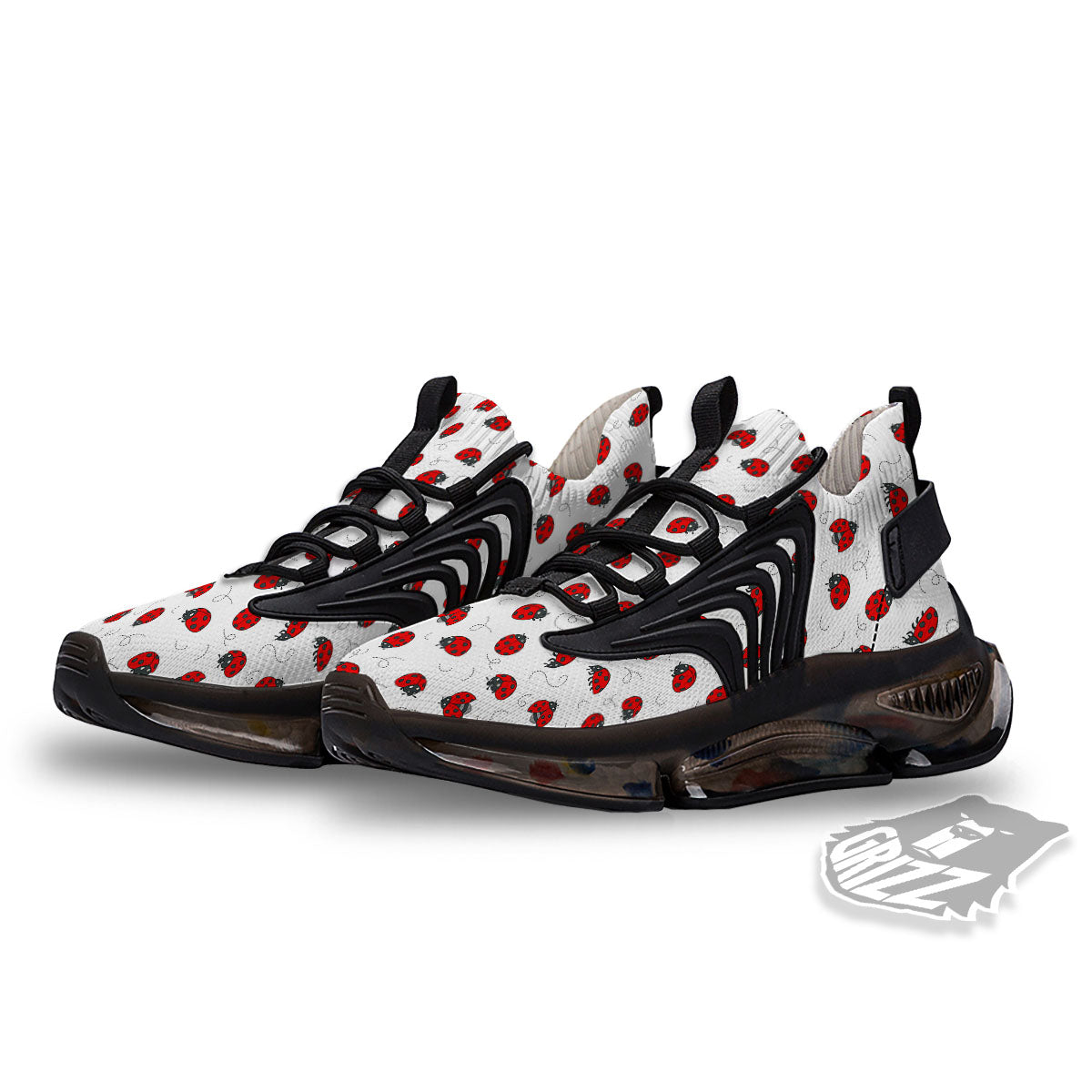 Ladybird Cartoon Print Pattern Black Gym Shoes-grizzshop