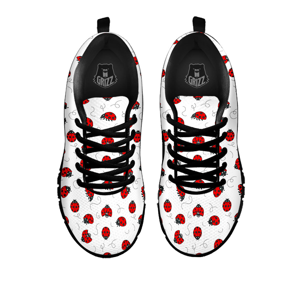 Ladybird Cartoon Print Pattern Black Sneaker-grizzshop