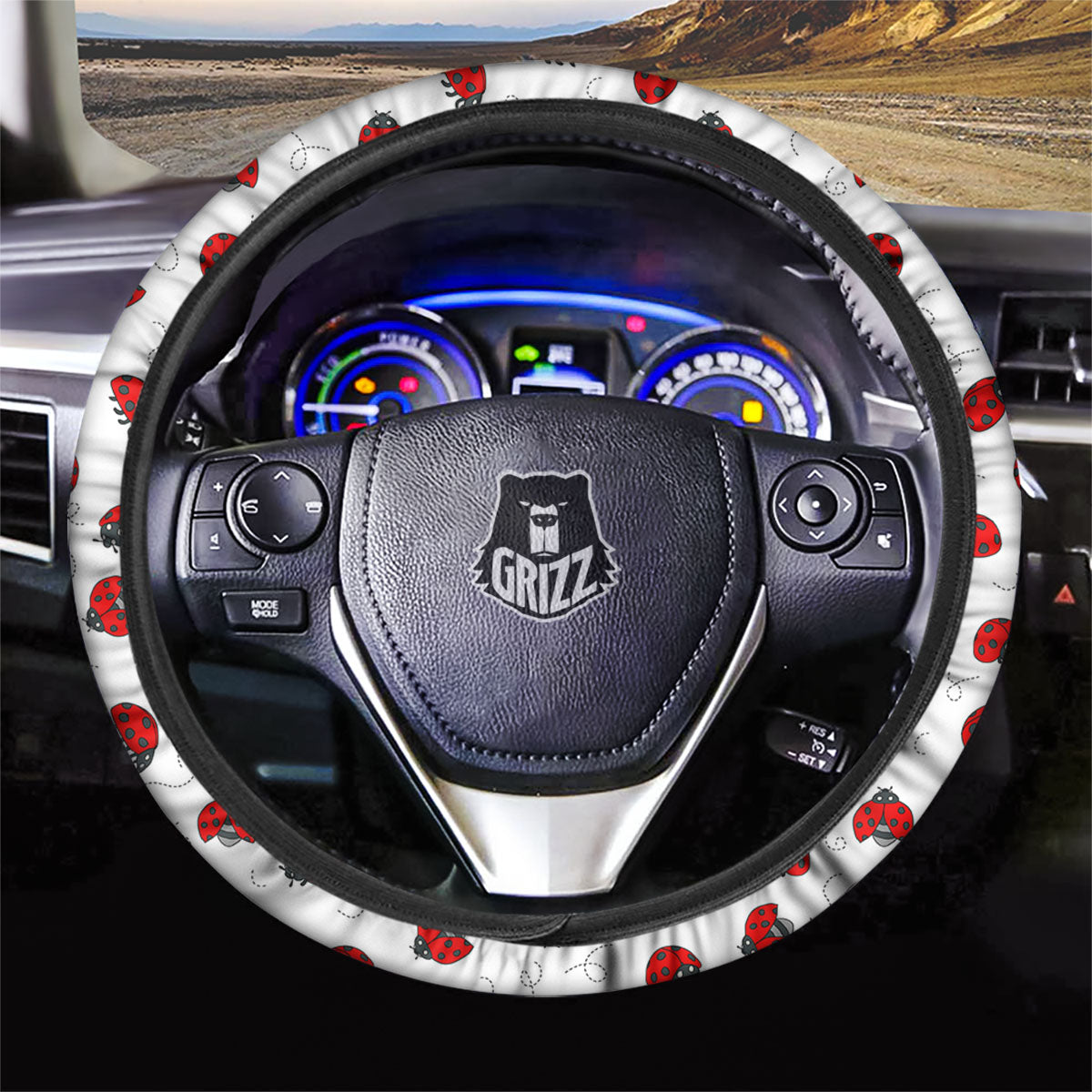 Ladybird Cartoon Print Pattern Car Steering Wheel Cover-grizzshop